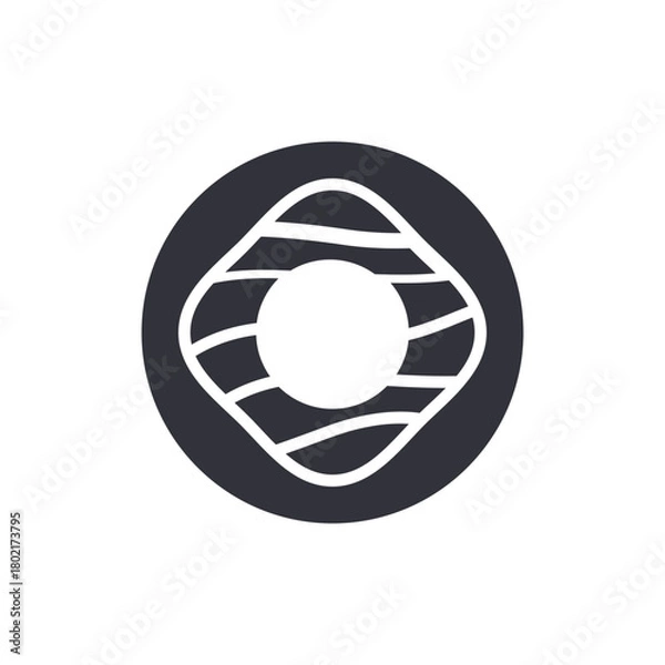 Obraz Stylized Sushi Roll Round Symbol Vector Food Design