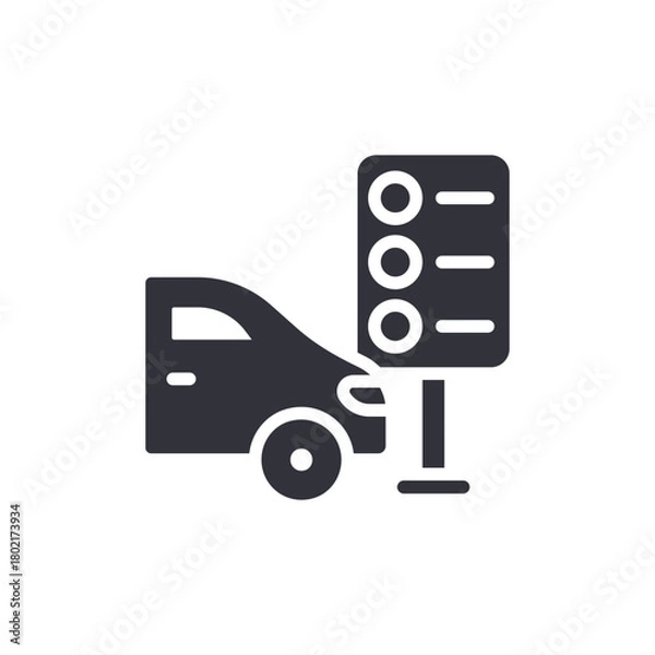 Obraz Autonomous Car Stopping At Traffic Light Modern Icon