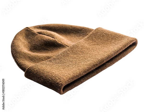 Obraz Folded Wool Beanie Isolated on White Background, Perfect for Winter Fashion, Warmth, and Casual Styling