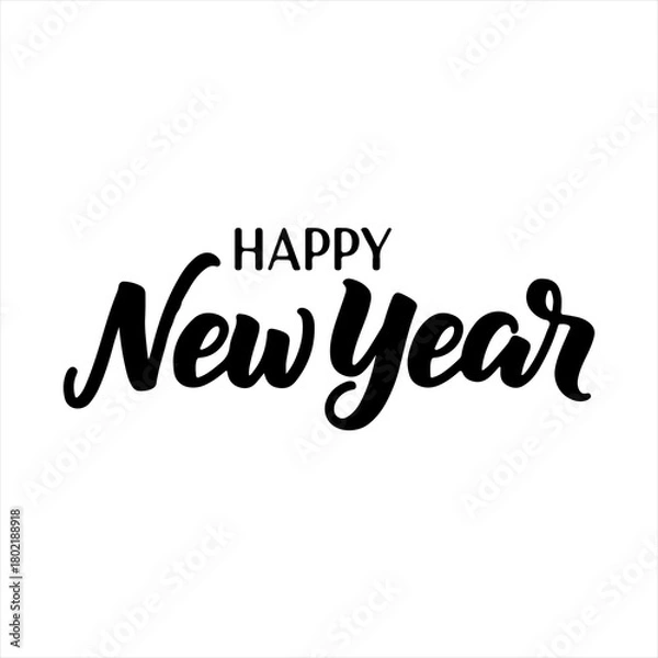 Fototapeta Happy New Year Typography Vector | Handwritten Calligraphy Greeting Design