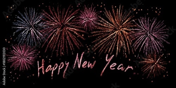 Fototapeta Merry Christmas and Happy New Year 2026 with fire ,Card or banner to wish a happy new year