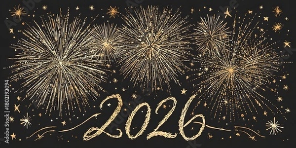 Fototapeta Merry Christmas and Happy New Year 2026 with fire ,Card or banner to wish a happy new year 2026