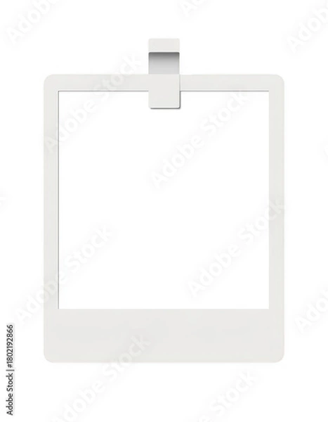 Fototapeta White photo frame with clip isolated on a transparent background