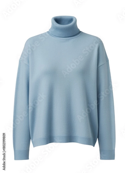 Fototapeta Light blue turtleneck sweater isolated on a transparent background