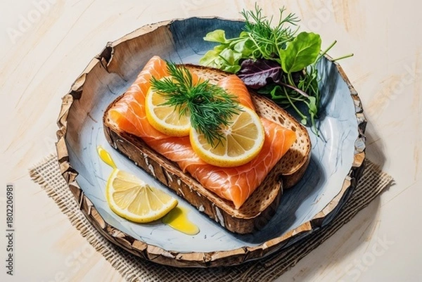 Obraz Toast with Salted Salmon