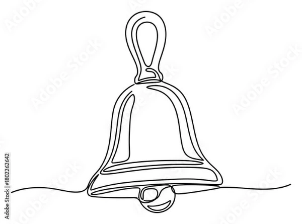 Obraz Continuous Single Line Drawing Bell Isolated on White Background