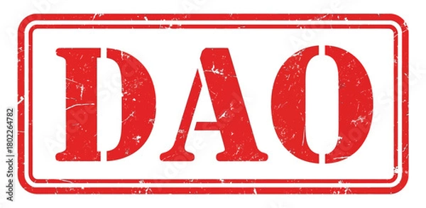 Obraz Distressed DAO Red Stamp, Grungy Decentralized Autonomous Organization Letters in