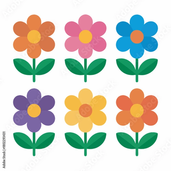 Fototapeta Colorful vector flower set illustration for spring and summer design