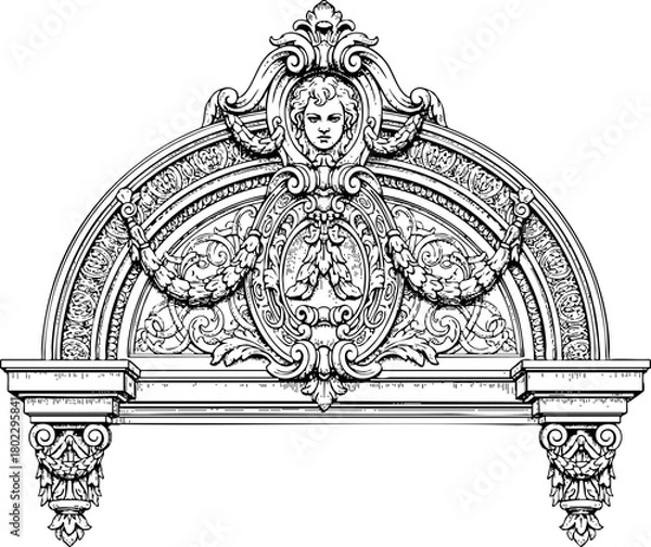 Obraz Intricate architectural ornament with neoclassical facial detail