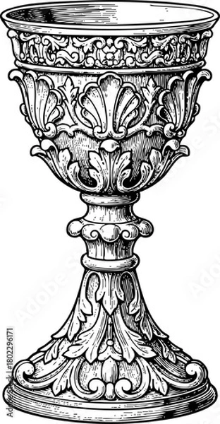 Obraz Ornate Chalice Cup with Intricate Decorative Engravings