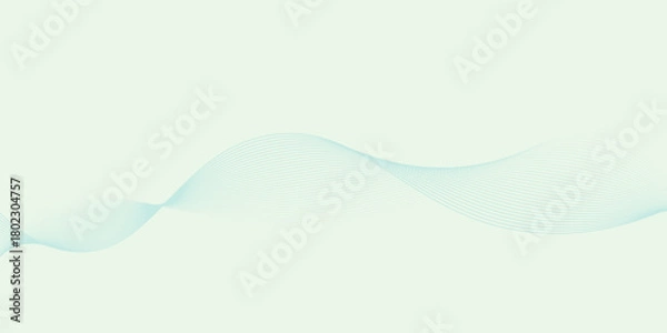 Obraz Smooth blue wave lines on soft green color abstract background.