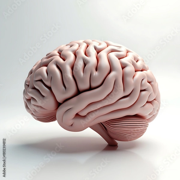 Obraz A 3D rendered illustration of the human brain, an isolated medical anatomy organ representing intelligence and cerebral neurology