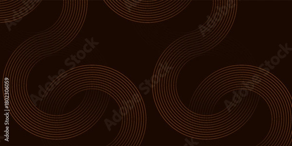 Obraz Brown gold lines circle on dark background. Technology lines concept. Vector illistration. eps 10 edition.