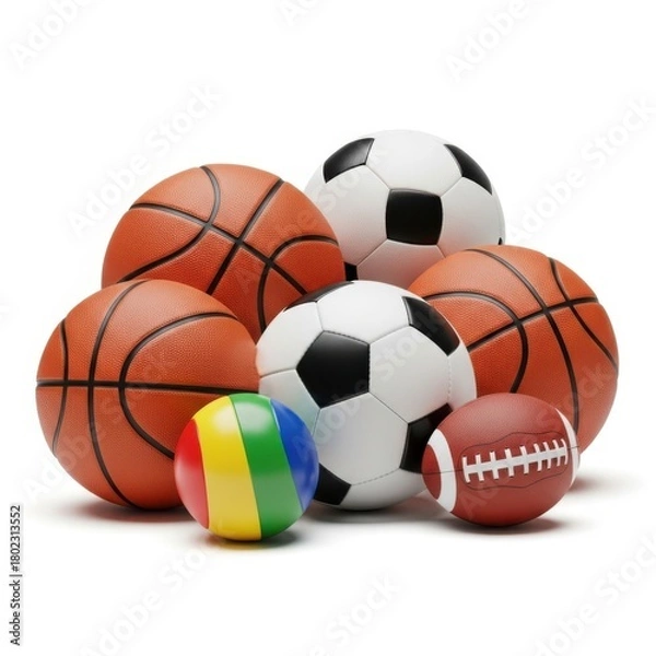 Obraz Collection of sports balls isolated on white background