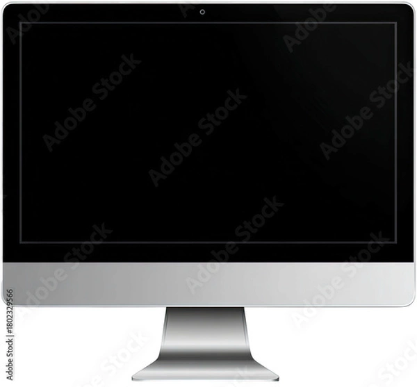 Fototapeta Vector illustration of a modern, silver, widescreen desktop computer monitor