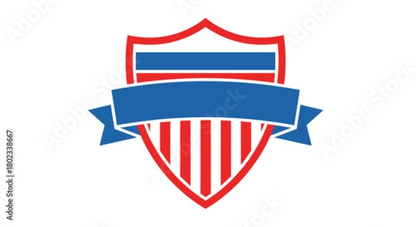Obraz American shield with red and blue stripes and a blue banner for text.