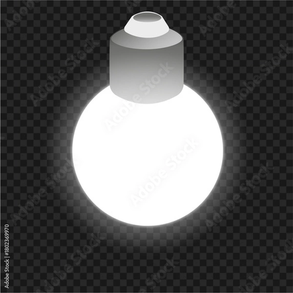 Obraz White Glowing Light Bulb Vector. Minimalist PNG
