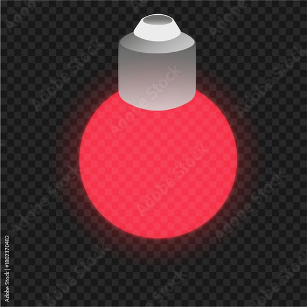 Obraz Red Glowing Light Bulb Vector. Minimalist PNG