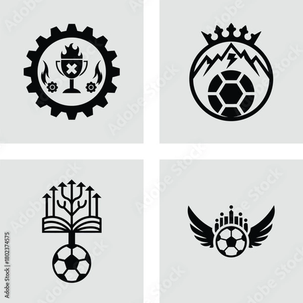 Fototapeta Set of soccer logo templates featuring creative vector badge designs suitable for sports teams and branding