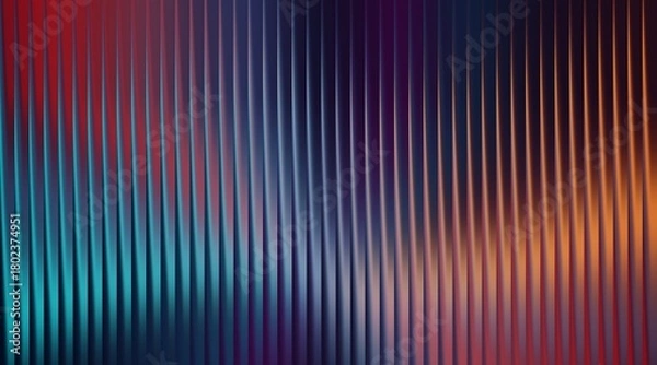 Fototapeta Abstract background with vertical lines and gradient of blue and orange color