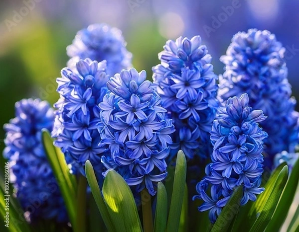 Obraz vibrant blue hyacinth flowers in bloom