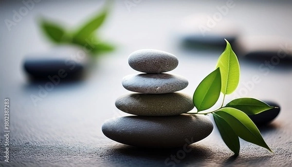 Obraz zen stones with leaf serenity and balance