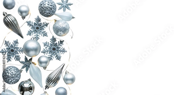 Obraz Silver Snowflakes and Ornaments Collage — Vertical Winter Accent