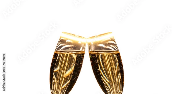 Obraz Sparkling Champagne Flutes Clinking — Festive Celebration Toast

