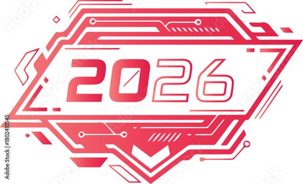 Fototapeta Futuristic 2026 logo design with a technological and modern aesthetic