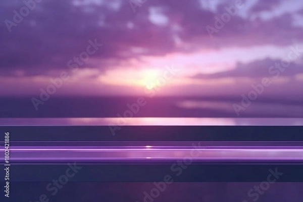 Obraz Sunset casts vibrant purple hues over calm waters, creating serene atmosphere