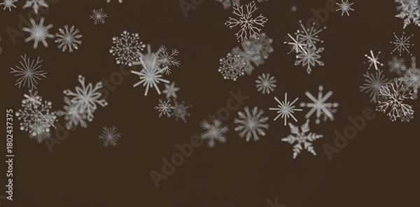 Fototapeta Abstract design of snowflakes falling on a warm brown background, creating a cozy winter feeling, for your creative projects