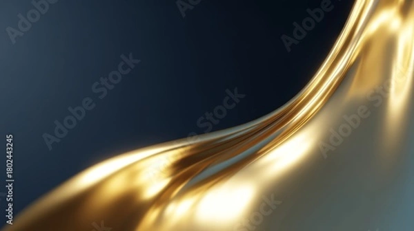 Fototapeta Stunning gold wave background shining with smooth curves. This image features a metallic texture that creates a sense of luxury. Perfect for elegant designs or modern art themes. AI