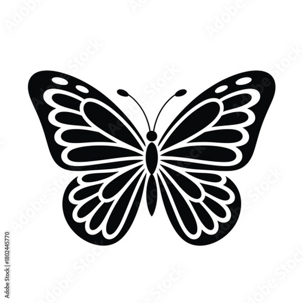 Fototapeta A captivating butterfly silhouette with intricate wing patterns, isolated on, showcasing the beauty and elegance of natures delicate creatures
