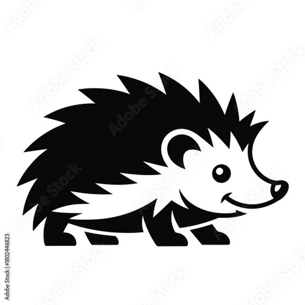 Fototapeta Cartoon illustration of a cute hedgehog, isolated on the design is simple and friendly, showcasing the hedgehogs spiky back and cheerful expression
