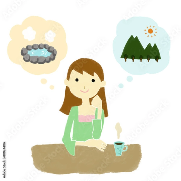 Obraz 旅先を悩む女の子