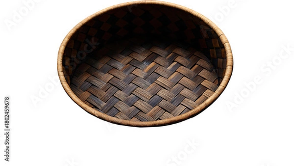 Fototapeta Woven Basket With Interlocking Strips Close Up wood wicker isolated on a transparent background