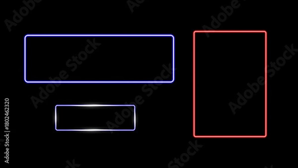 Obraz Assorted Neon Frames: Blue, Red, and White on Black