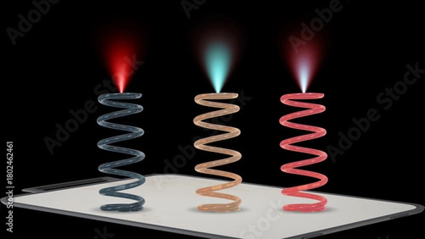 Obraz Three Translucent Energy Coils on a Tablet Screen