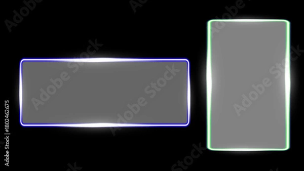 Obraz Futuristic UI Frames: Blue Landscape and Green Portrait Glow