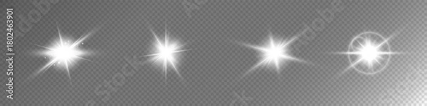 Fototapeta Lens Flare, light glow effect. sun or realistic shining star with backlight effect.
bokeh glitter and sparkles or sparkles on transparent background.
