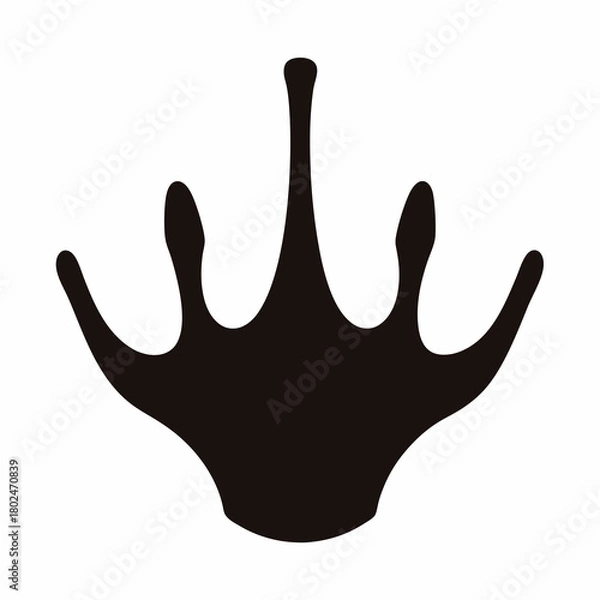 Fototapeta Dark Silhouetted Bird Footprint on a White Background  Track and Wildlife Identification