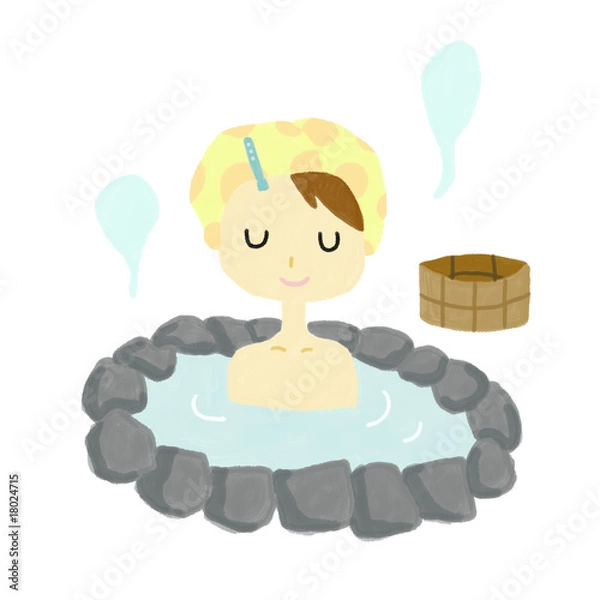 Obraz 温泉につかる女の子