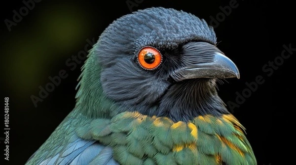 Obraz Vibrant bird perched against a dark background showcasing striking features