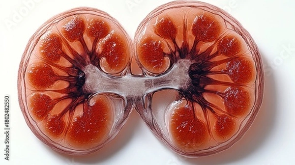 Fototapeta Intricate details of a healthy human kidney showcasing its anatomy and function