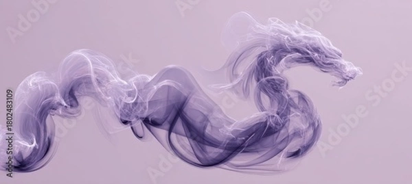 Fototapeta Dragon-Shaped Smoke Art Against Lavender Background in Fantasy Style