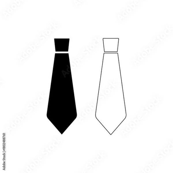 Obraz Simple vector illustration of black filled and outline neckties. Professional wear symbol and icon set for business.
