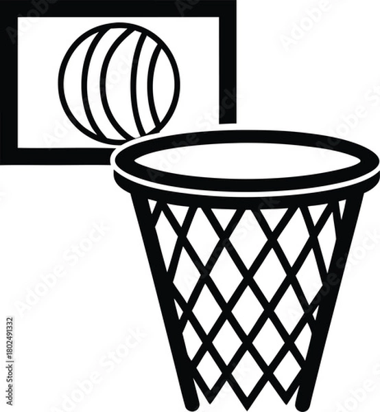 Fototapeta  Basketball hoop silhouette Basketball net ring illustration