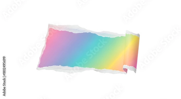 Obraz Pastel Rainbow Torn Paper with Curled Corner — Gradient Peel Accent

