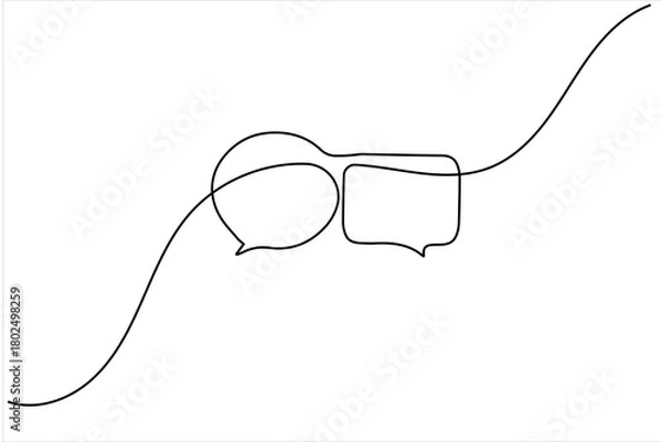 Obraz Modern continuous line drawing of message speech bubble icon
