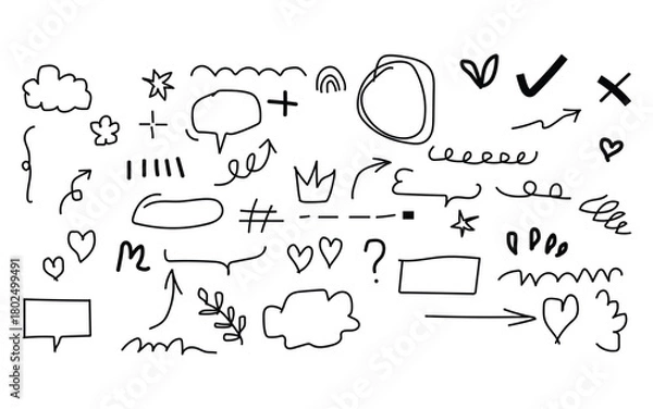 Obraz Hand drawn doodle elements isolated on for decoration use